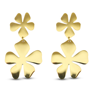 Stainless Steel - Rostfrei Stahl Ohrringe / Ohrstecker Flower Gold