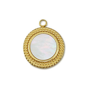 Anh&auml;nger aus Stainless Steel - Rostfreiem Stahl Shell Round Gold-white (Naturliche Farbe)