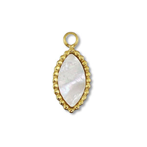 Anh&auml;nger aus Stainless Steel - Rostfreiem Stahl Shell Oval Gold-white (Naturliche Farbe)