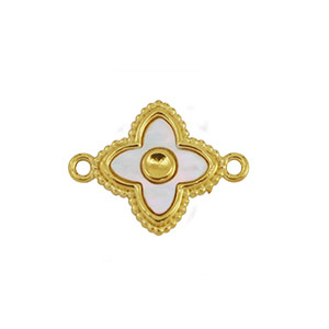 Anh&auml;nger aus Stainless Steel - Rostfreiem Stahl Connector Shell Clover Gold-white (Naturliche Farbe)