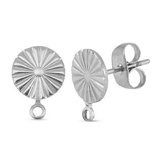 Zubeh&ouml;r aus Stainless Steel - Rostfreiem Stahl Ohrringe / Ohrstecker Round with Loop Silver