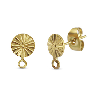 Zubeh&ouml;r aus Stainless Steel - Rostfreiem Stahl Ohrringe / Ohrstecker Round with Loop Gold