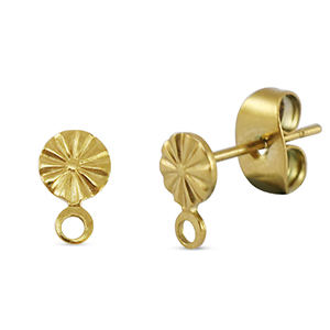 Zubeh&ouml;r aus Stainless Steel - Rostfreiem Stahl Ohrringe / Ohrstecker Round with Loop Gold