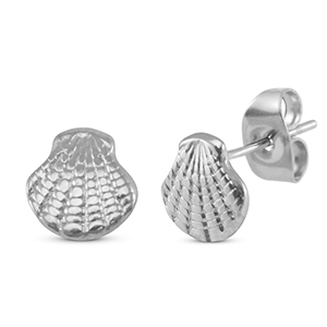 Stainless Steel - Rostfrei Stahl Ohrringe / Ohrstecker Shell Silver