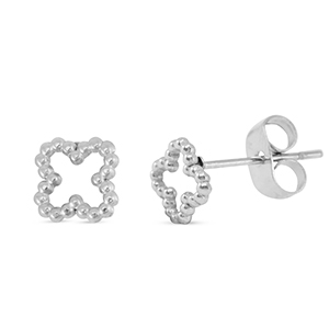 Stainless Steel - Rostfrei Stahl Ohrringe / Ohrstecker Clover Silver