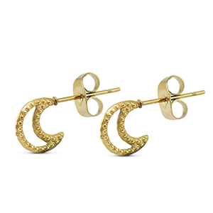Stainless Steel - Rostfrei Stahl Ohrringe / Ohrstecker Moon Gold