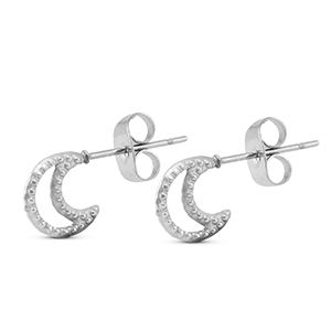 Stainless Steel - Rostfrei Stahl Ohrringe / Ohrstecker Moon Silver