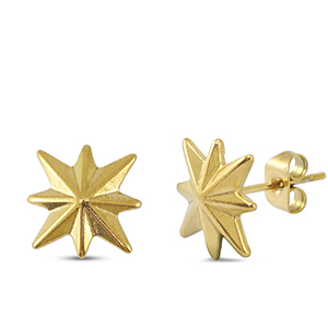 Stainless Steel - Rostfrei Stahl Ohrringe / Ohrstecker Star Gold