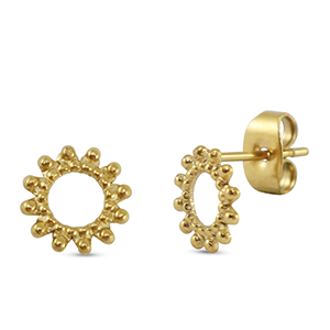 Stainless Steel - Rostfrei Stahl Ohrringe / Ohrstecker Flower Gold