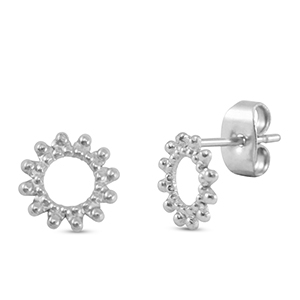 Stainless Steel - Rostfrei Stahl Ohrringe / Ohrstecker Flower Silver