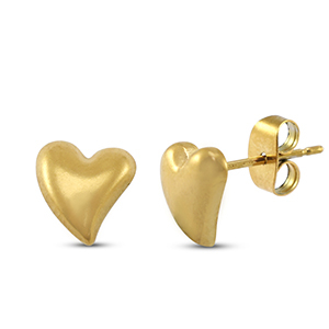 Stainless Steel - Rostfrei Stahl Ohrringe / Ohrstecker Heart Gold