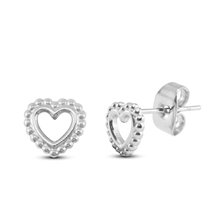Stainless Steel - Rostfrei Stahl Ohrringe / Ohrstecker Heart Silver