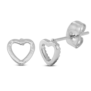 Stainless Steel - Rostfrei Stahl Ohrringe / Ohrstecker Heart Silver