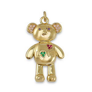 TQ Metall Brass Anh&auml;nger Zirconia Bear Gold-multicolor