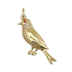 TQ Metall Brass Anh&auml;nger Zirconia Bird Gold