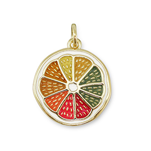 TQ Metall Brass Anh&auml;nger Slice Of Fruit Gold-multicolor