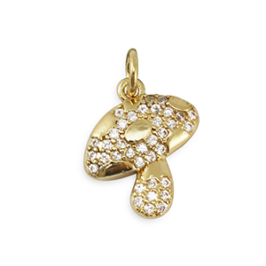 TQ Metall Brass Anh&auml;nger Zirconia Mushroom Gold