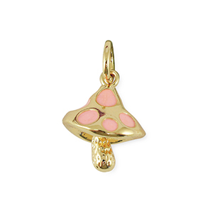 TQ Metall Brass Anh&auml;nger Mushroom Gold-light pink