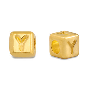 Perle Buchstabe Metall DQ Y Gold (Nickelfrei)