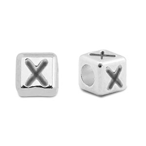 Perle Buchstabe Metall DQ X Antik silber (Nickelfrei)