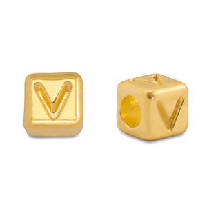 Perle Buchstabe Metall DQ V Gold (Nickelfrei)