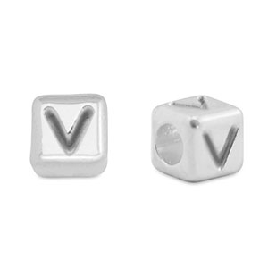 Perle Buchstabe Metall DQ V Antik silber (Nickelfrei)