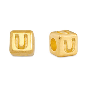 Perle Buchstabe Metall DQ U Gold (Nickelfrei)