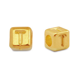 Perle Buchstabe Metall DQ T Gold (Nickelfrei)