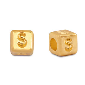 Perle Buchstabe Metall DQ S Gold (Nickelfrei)