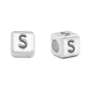 Perle Buchstabe Metall DQ S Antik silber (Nickelfrei)