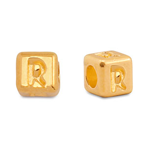 Perle Buchstabe Metall DQ R Gold (Nickelfrei)