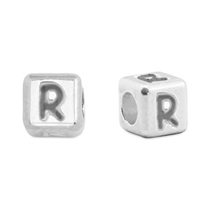 Perle Buchstabe Metall DQ R Antik silber (Nickelfrei)