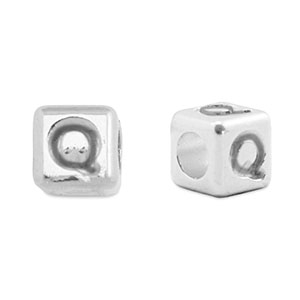 Perle Buchstabe Metall DQ Q Antik silber (Nickelfrei)