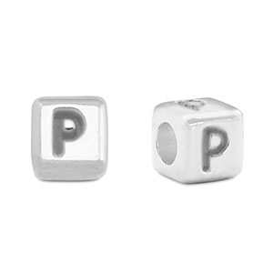 Perle Buchstabe Metall DQ P Antik silber (Nickelfrei)