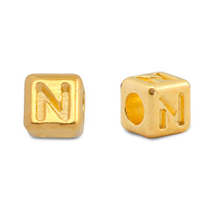 Perle Buchstabe Metall DQ N Gold (Nickelfrei)