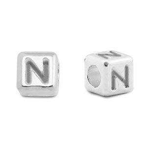 Perle Buchstabe Metall DQ N Antik silber (Nickelfrei)