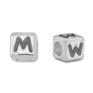 Perle Buchstabe Metall DQ M/W Antik silber (Nickelfrei)
