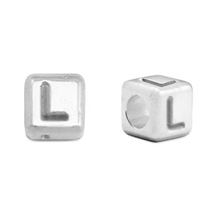 Perle Buchstabe Metall DQ L Antik silber (Nickelfrei)