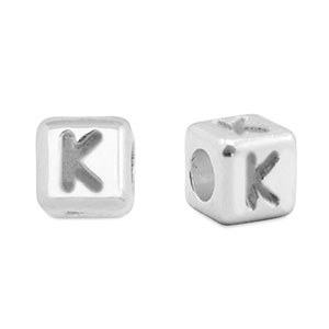 Perle Buchstabe Metall DQ K Antik silber (Nickelfrei)