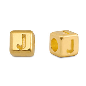 Perle Buchstabe Metall DQ J Gold (Nickelfrei)