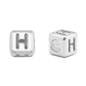 Perle Buchstabe Metall DQ H Antik silber (Nickelfrei)