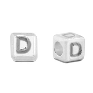 Perle Buchstabe Metall DQ D Antik silber (Nickelfrei)