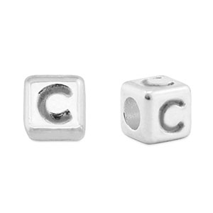 Perle Buchstabe Metall DQ C Antik silber (Nickelfrei)