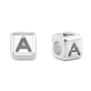 Perle Buchstabe Metall DQ A Antik silber (Nickelfrei)