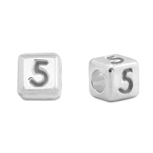 Perle Buchstabe Metall DQ 5 Antik silber (Nickelfrei)