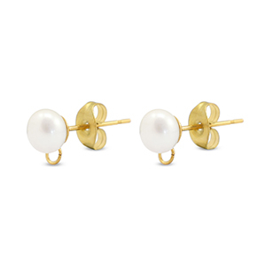 Zubeh&ouml;r aus Stainless Steel - Rostfreiem Stahl Ohrringe / Ohrstecker Imitation Pearl with loop 6mm Gold