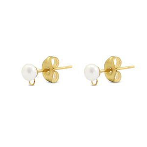 Zubeh&ouml;r aus Stainless Steel - Rostfreiem Stahl Ohrringe / Ohrstecker Imitation Pearl with loop 5mm Gold