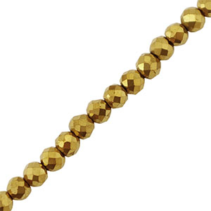 Perlen aus H&auml;matit Round 3mm Facett geschliffen Gold