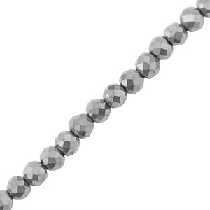 Perlen aus H&auml;matit Round 3mm Facett geschliffen Silver