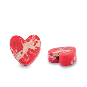 Perlen Naturstein Heart Red-white-brown